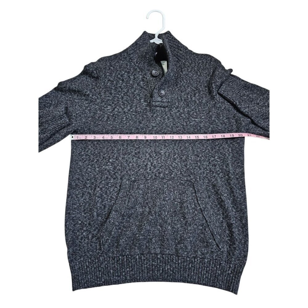 Abercrombie & Fitch Moose Sweater Mens XL Charcoal Heather Shawl Collar 3 Button - Picture 7 of 8